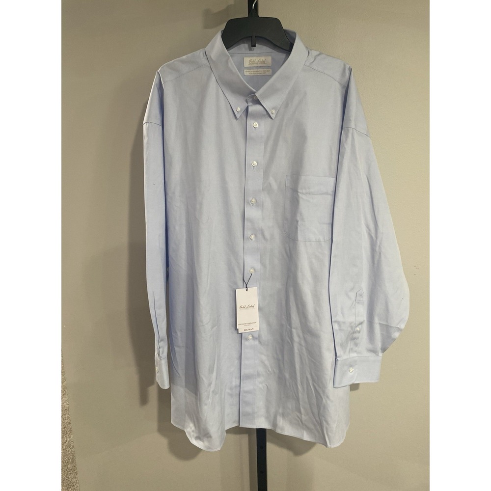 Gold Label DRESS SHIRT blue mens non-iron 17.5 NECK 38 SLEEVE TALL Brand NEW $79